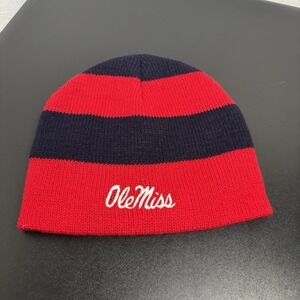 Ole Miss Rebels Knit Beanie‎ Hat Legacy Red Blue Striped OSFM Unisex Adult